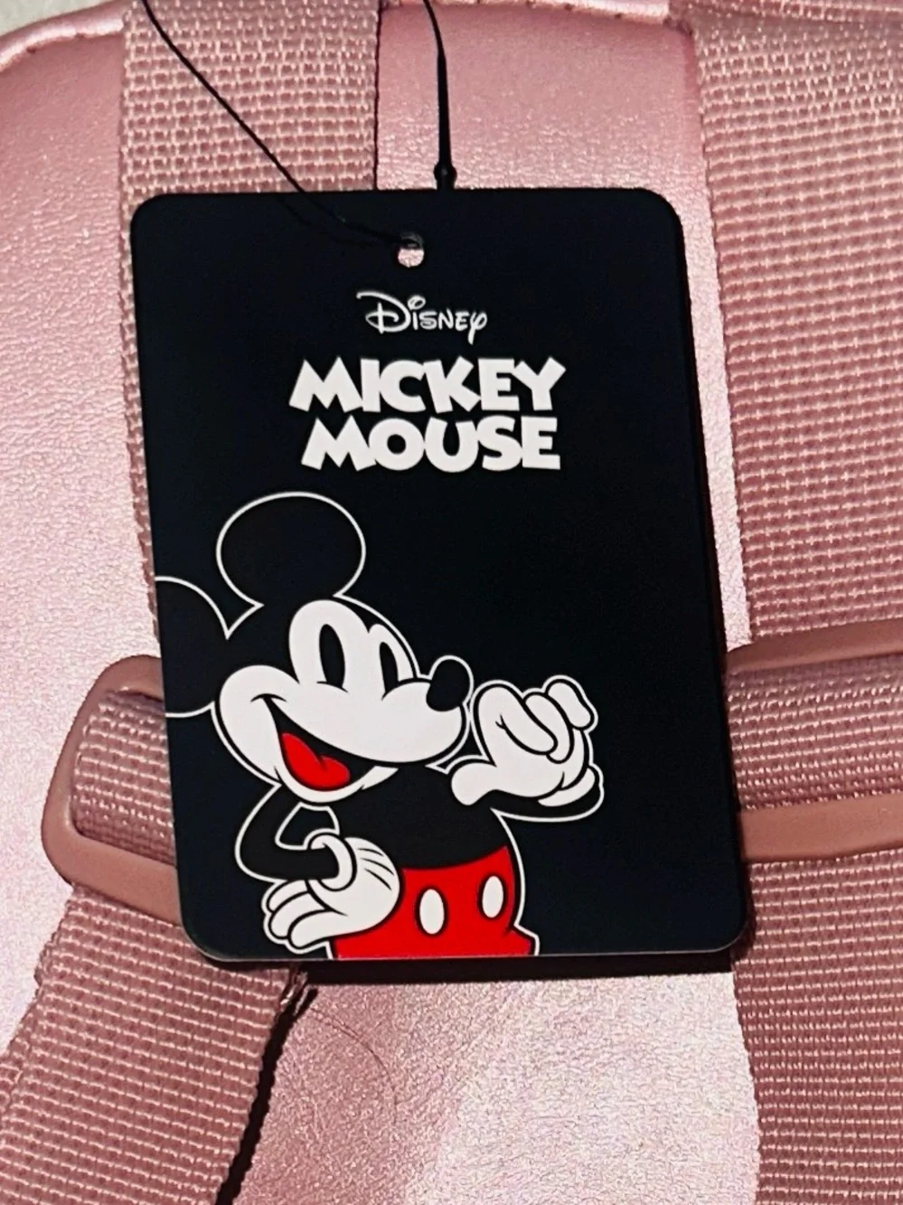 Disney Bioworld Pink Mickey Mouse Print with Gold Metal Badge Mini Backpack